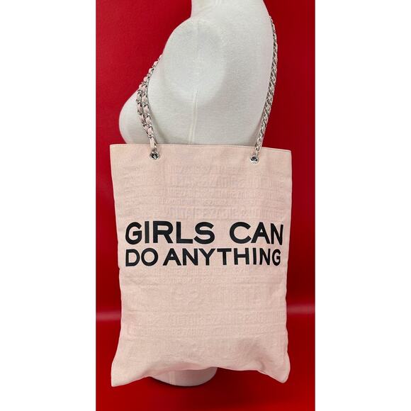 Girls Can Do Anything Zadig & Voltaire Parfums Chain Strap Pink Canvas Bag - Picture 1 of 14